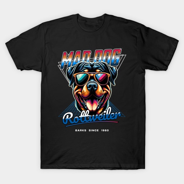 Mad Dog Rottweiler T-Shirt by Miami Neon Designs